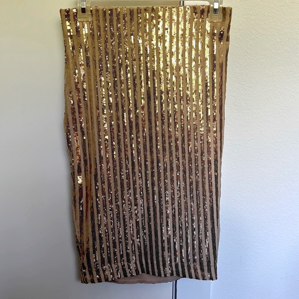 Guess Gold Sequin Pencil Skirt